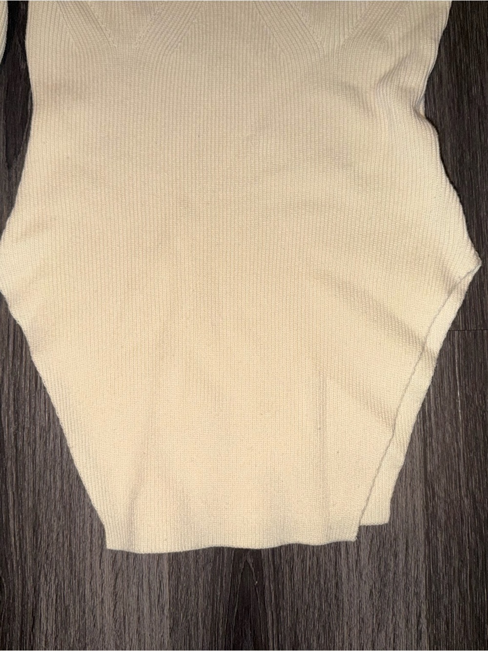 Cream Ribbed Long Sleeve Bodysuit - Picture 2 of 4